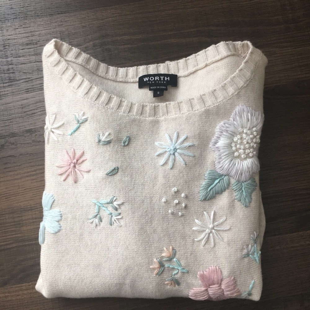 Worth New York S Sweater Embroidered Floral - Picture 6 of 7